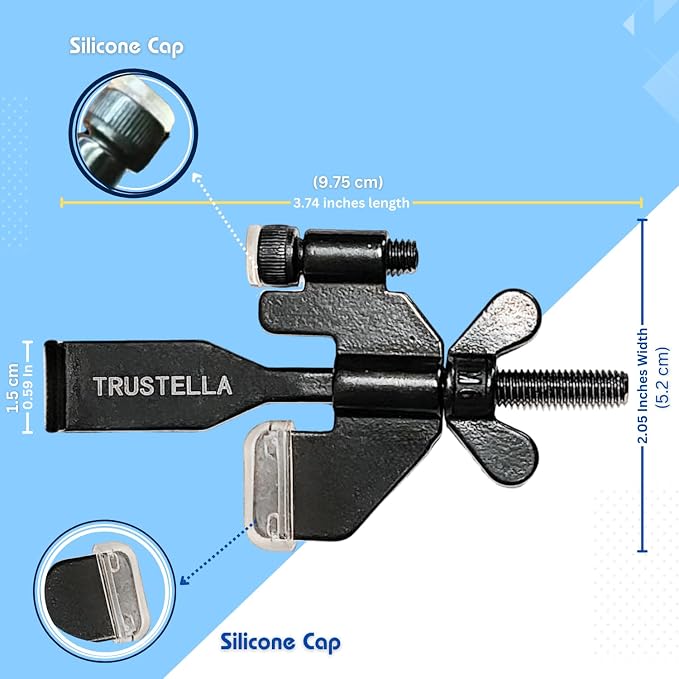 Original Trustella Heavy-Duty Portable Door Lock - Stainless Steel Security Device for Enhanced Safety - Ideal for Home, Travel, Hotels, Apartments - Silicone Protector Caps Included (1, Black)