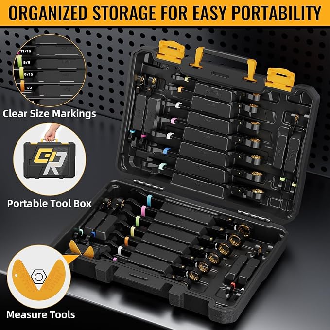 GRENPRO 23PC Flex Head Ratcheting Wrench Set SAE & Metric Combination Sets | 1/4"-3/4"&6-18mm Bolt Gauge, Electro-Coated 72-Tooth 180° Open End 12Pt, Color Rings, Roll Pouch for Auto&Home Repair