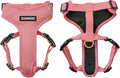Adventure Dog Harness - Stylish, and Durable Large Dog Harness for Outdoor Adventures and Everyday Wear - Quartz Pink Neoprene Adjustable Harness for Dogs with Reflective Piping, Brass D-Ring