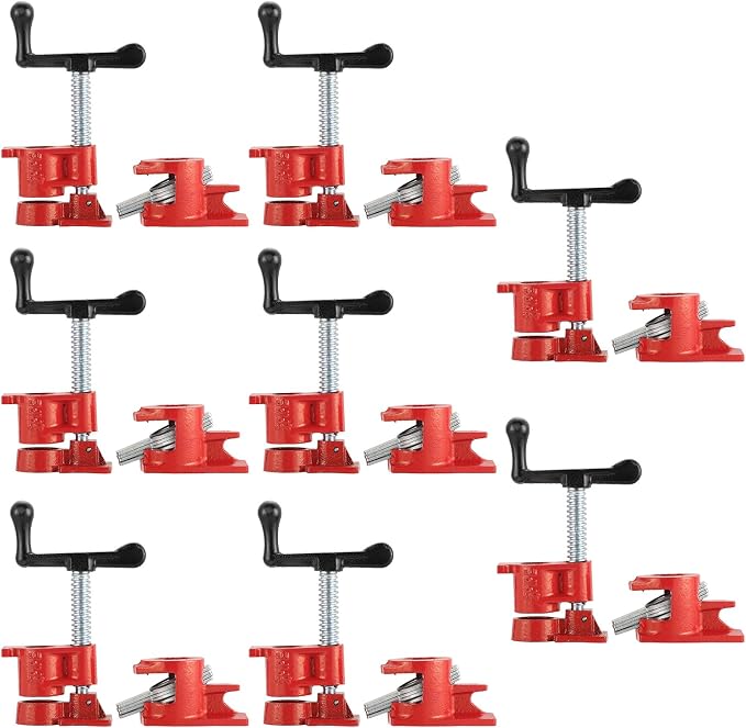 Wood Gluing Pipe Clamp Set | 3/4" Heavy Duty Woodworking Cast Iron Pipe Clamps Quick Release Pipe Wood Clamps (8 Pack, 3/4")
