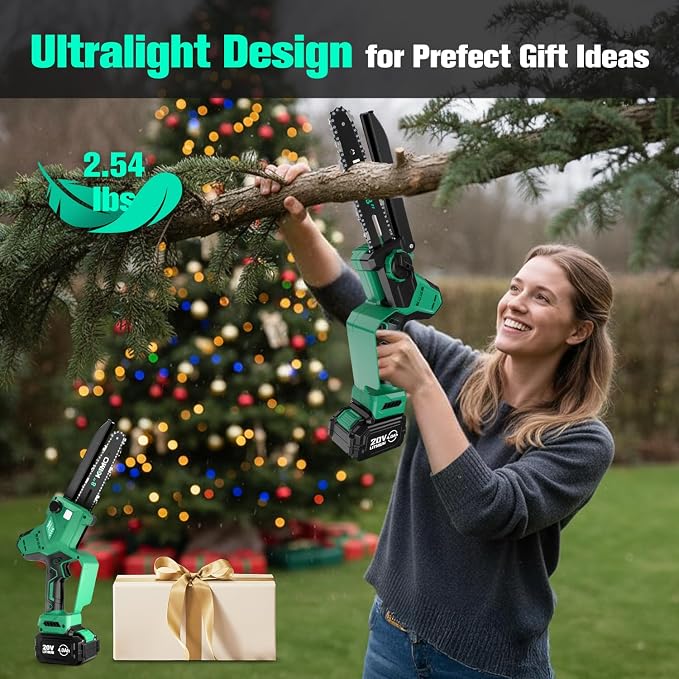 KIMO Brushless Electric Chainsaw Cordless, 4.0Ah Battery & Fast Charger, Handheld Chain Saw with Auto Oiler, Battery Powered Chainsaw Electric for Tree Trimming, 34 FT/S Cutting Speed, 8-INCH