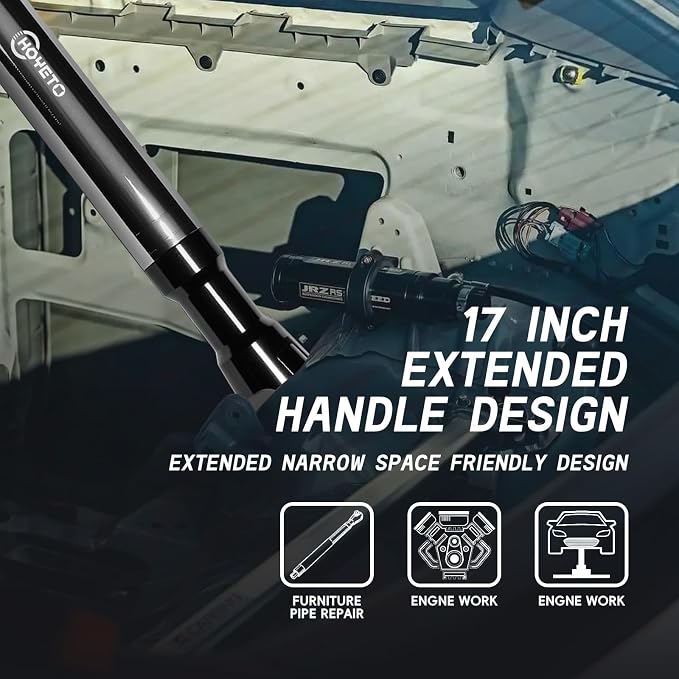 1/2" Offset Extension Wrench, 120Nm Impact-Ready Ratchet, 430mm | Features a 42T precision gear for smooth operation,Specifically designed to easily access narrow auto repair working spaces