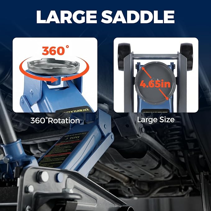 LARBANKE 3 Ton Floor Jack with 360° Swivel Castors,Heavy-Duty Floor Jack Load Capacity up to 6,600 lbs,Carbon Steel Jack for Rapid Lifting,Range from 5.31''-18.11'',Suitable for a Wide Range of Cars