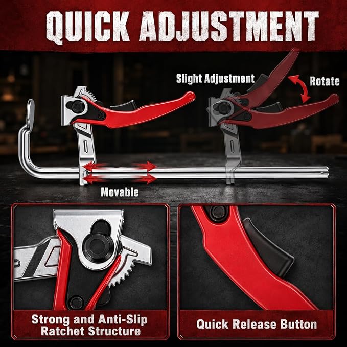 12-Inch 6-Pack Ratcheting Clamps, 330 Lbs Clamping Force