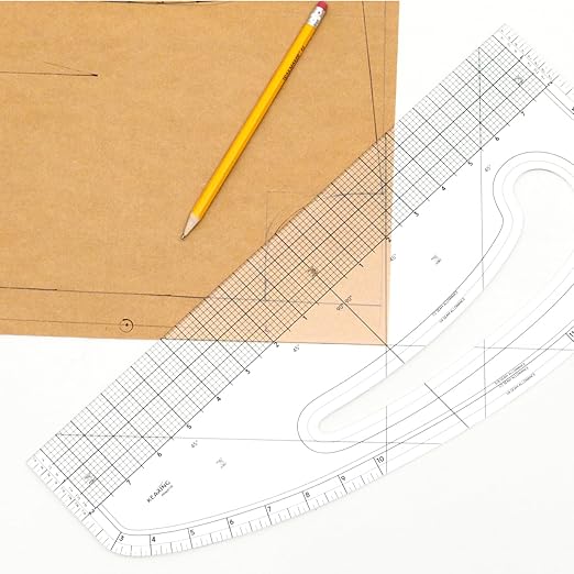 KEARING Patented 16" Imperial Acrylic Pattern Master Ruler, Multi-Purpose French Curve Ruler, Vary Form Curve Hip Measuring Transparent Fashion Designer's Ruler for Sewing Pattern Making