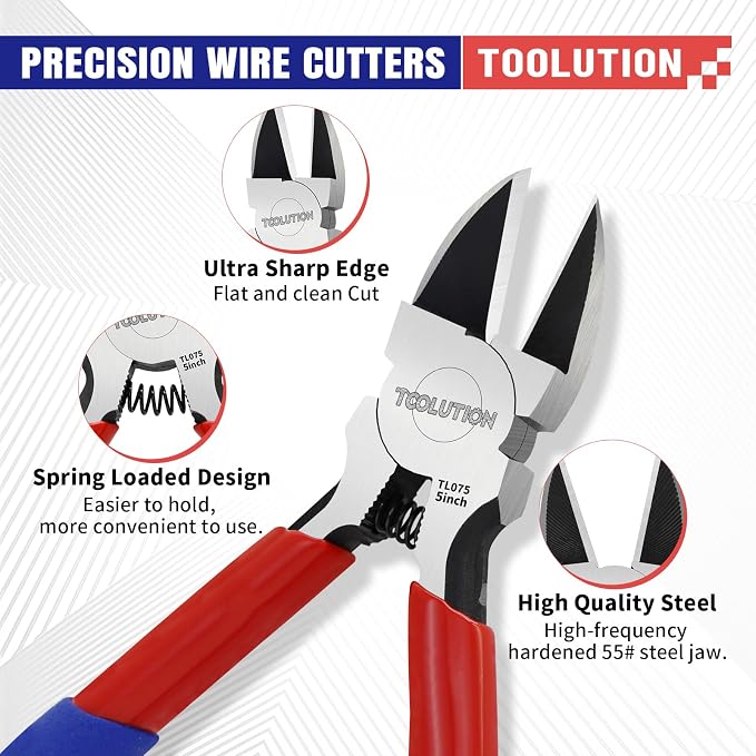 5" Small Wire Cutters - Side Cutter for Crafting Diagonal Cutting Pliers - Spring Loaded Wire Snips Dikes Clippers - Flush Cutters for Jewelry Making Artificial Flowers