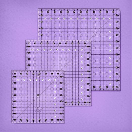 3 Non-Slip Square Quilt Template Rulers - 8.5", 10.5", 12.5"