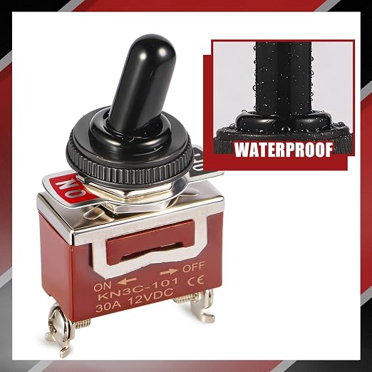 3-Pack Toggle Switch, Covxyorg 12V 30A HeavyDuty ON/Off 2Pin SPST Waterproof Toggle Switch with Waterproof Cap and Terminals for Automotive Boat Truck