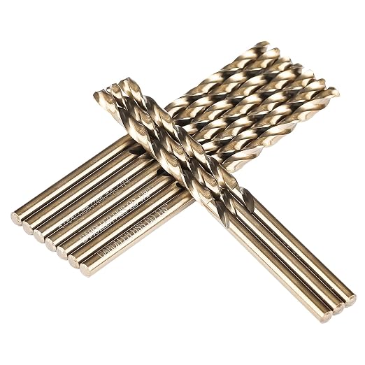 CaRoller 1/8 Inch Cobalt Drill Bit Sets,10 Pack 135 Degree Tip of M35 Length Twist Drill Bits with Storage Case for Hard Metal, Stainless Steel, Cast Iron, Wood and Plastic (1/8"-10pcs-M35)