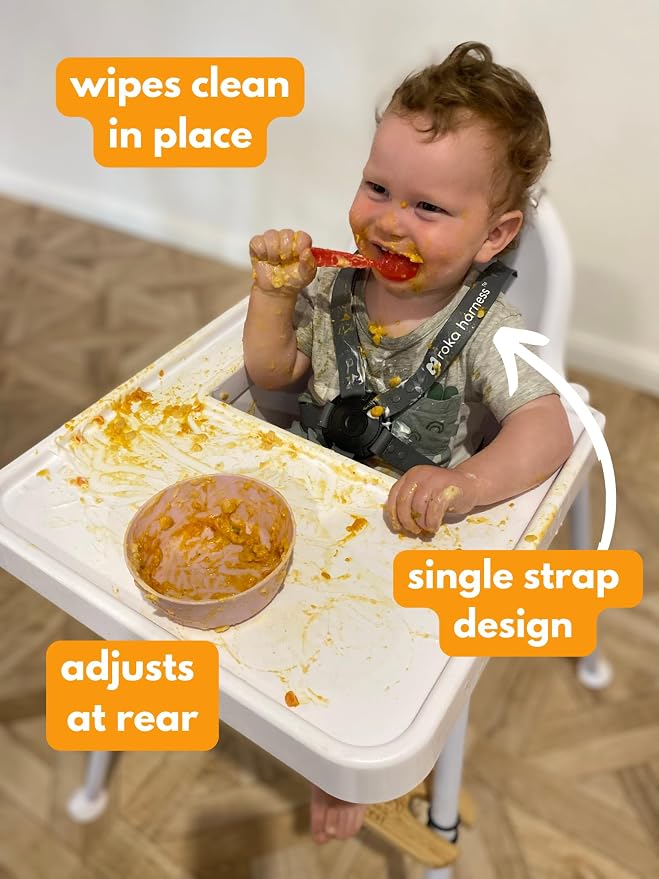 5 Point Silicone High Chair Harness - Wipe Clean - Gray | Easy-Wipe Silicone