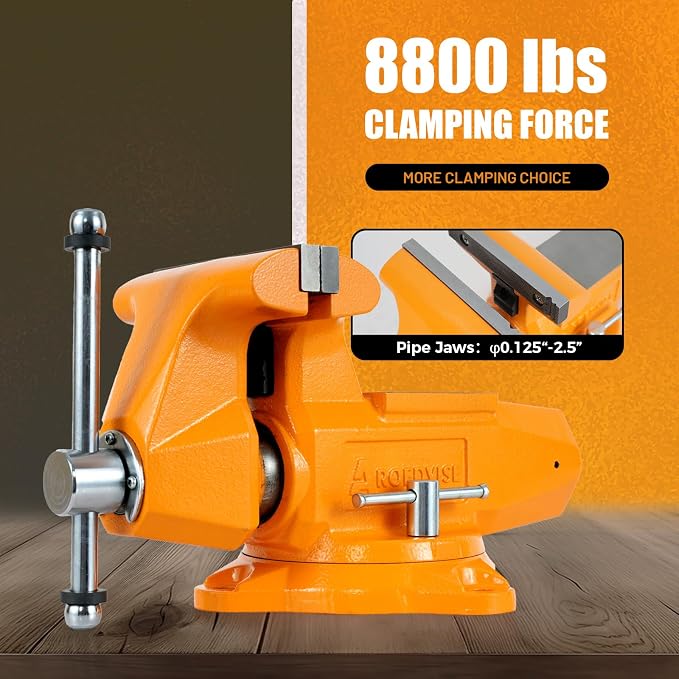 4"Bench Vise, 4.5"Jaw Opening 360° Swivel Base 3.2" Throat Depth