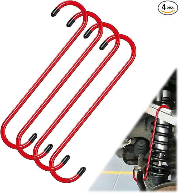 BFXM 4PCS Brake Caliper Hanger Caliper Hangers Hooks with Rubber Tips, Durable Steel, Rust-Proof Automotive Tools for Braking, Axle, Suspension, Herramientas para Extensión de Frenos