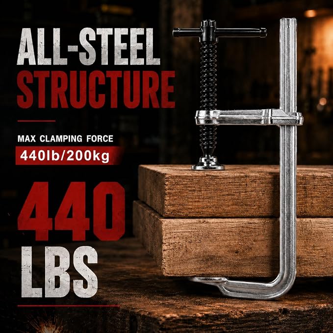 12" Welding Clamps, Drop-Forged F Clamp, Max Load Limit 440 lbs