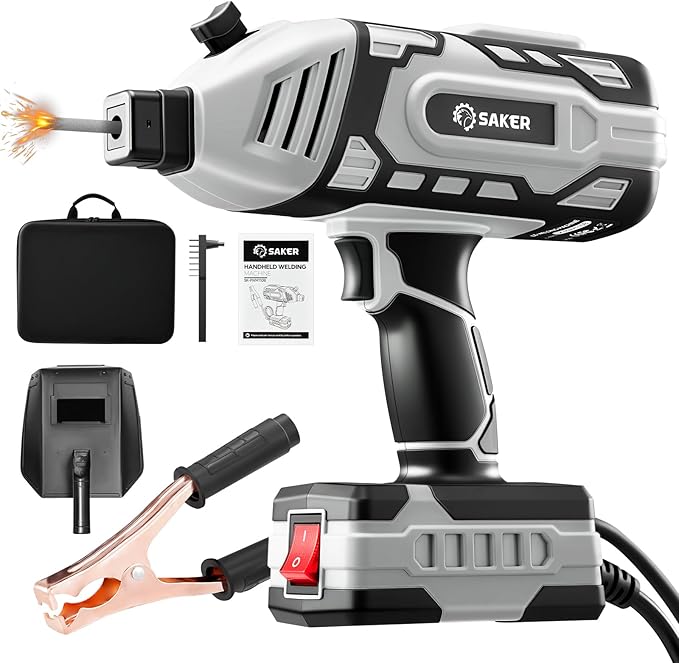 Saker Portable Welding Machine, 110V Arc Stick Welder with IGBT Inverter 5 Variable Current Settings, Fits for 3/32" Wire Rods, Gift for Men (Grey) - Electrodes Not Included