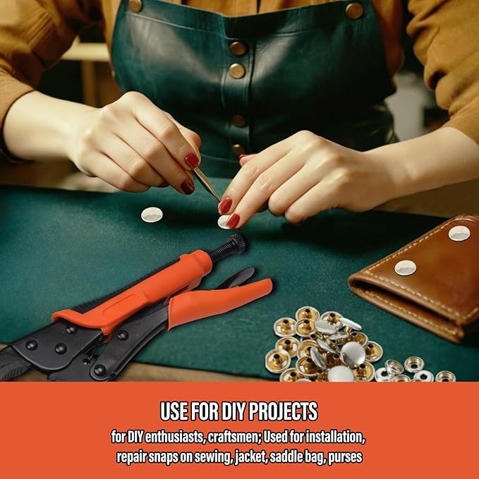 Coowolf Heavy Duty Snap Button Kit, Snap Fasteners Tool with 60 Set Installation or Repair Metal Snaps
