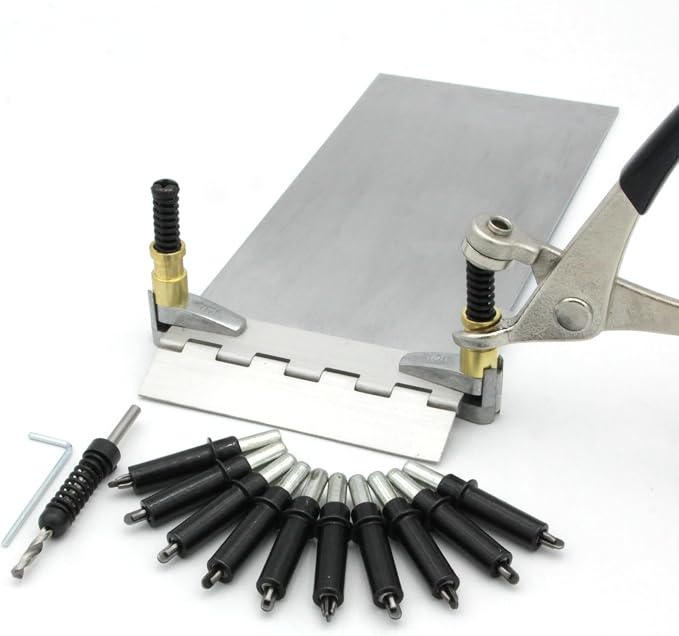 5/32" Mini Cleco Kit, with Cleco Pliers, 10 5/32" Clecos, 2 Side Clamps, and #21 Drill Bit with Spring Drill Stop.