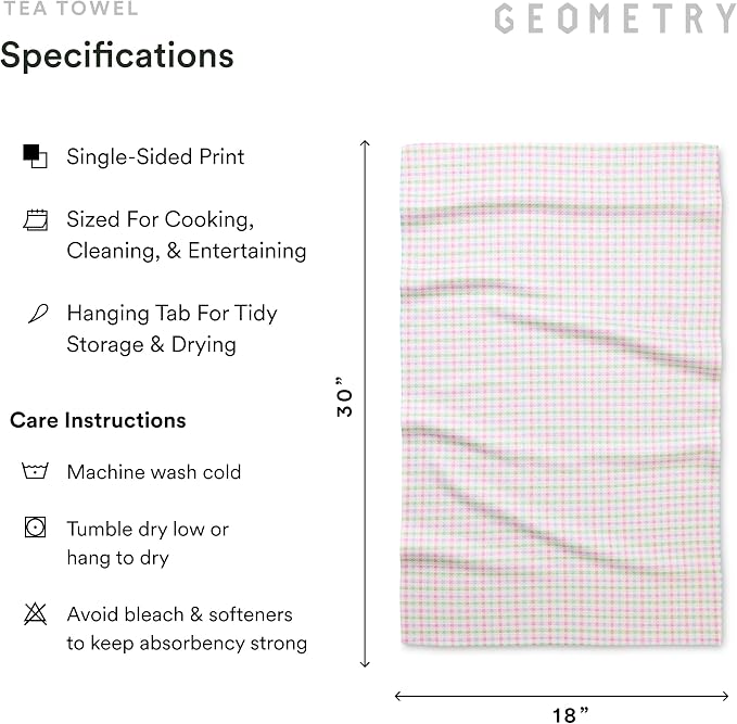 GEOMETRY Tea Towels – Easter Collection – Quick-Dry, Ultra-Absorbent, Reusable Microfiber Kitchen Towels for Drying & Cleaning - Pastel Picnic - 1 Pack