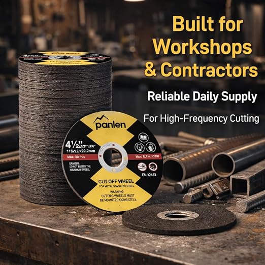 Cut Off Wheels 100 Pack 4 1/2 inch, Professional Thin Metal & Stainless Steel Cutting Discs, 4.5" Value-Durable Cut-Off Blades for Angle Grinder, Industrial Grade Fast Cutting Blades