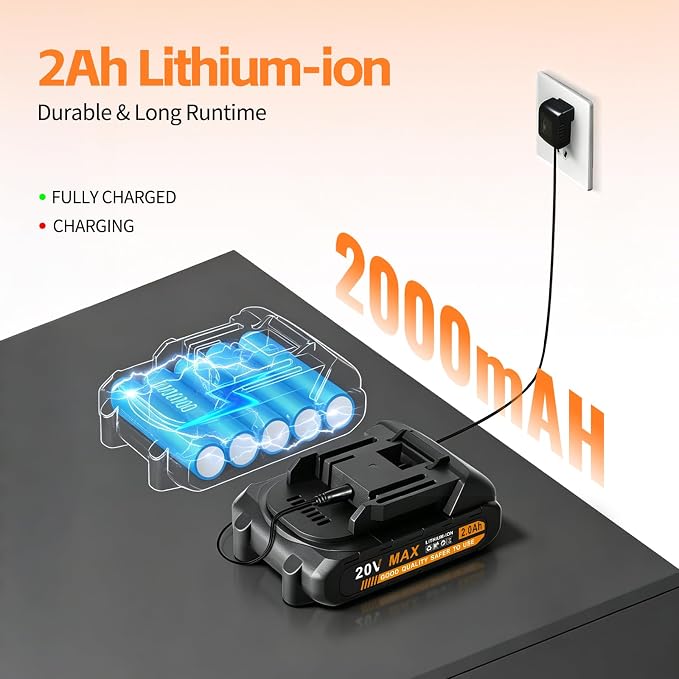 20v Drill Driver Set,Cordless Drill with Battery and Charger,LED Tools Kit,25+1 Torque Setting,43pcs Drill Bits,Orange