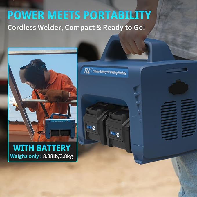 TLL Cordless Welder with 4 Batteries,Battery-Powered Stick/Flux Core Welder,MMA ARC DC Welding Machine, Portable Welder Machine,with LED Display Hot Start Arc Force Anti-Stick (ZW-160)