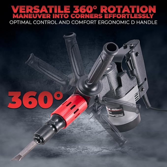 XtremepowerUS SDS-Plus Electric Rotary Demolition Chipping Hammer Combination Rotary Hammer Drilling Chisels & Drill Bits Set with Case (1000W)