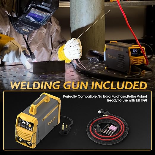 TOOLIOM 195A Stick/Lift TIG Welder with Lift TIG Torch 110V/220V Dual Voltage Welding Machine with Synergic Control Portable MMA Welder Machine with VRD, Hot Start and ARC Force