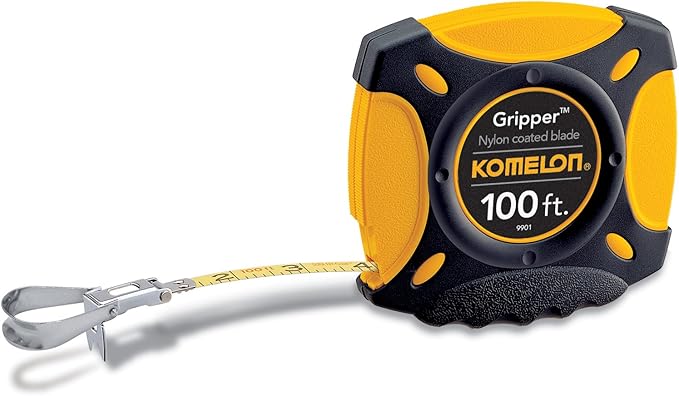 Komelon 9901 Gripper Closed Case Long Steel Tape Measure, 100-Feet