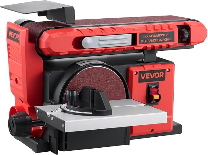 VEVOR 6" Disc Sander & 4" x 36" Belt Sander, 400W Professional Belt Disc Sanders Combo with 0-45° Adjustable Worktable & Dust Collection Port for Woodworking, Knife Sharpening, DIY Crafting