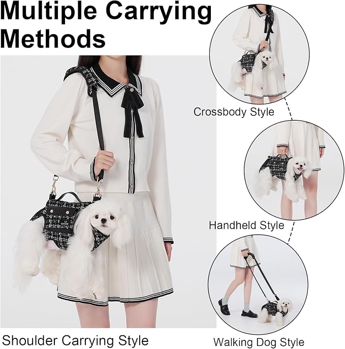 Wakytu Dog Lift Harness Dog Carrier Sling for Small Dogs & Cats,S | stylish puppy sling carrier with handle & pocket,adjustable leash,walking & travel