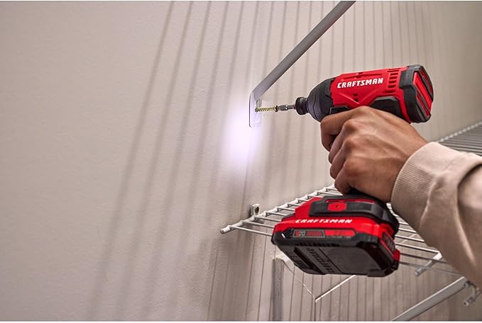 CRAFTSMAN Cordless 1/4 Impact Driver with 2 Ah Lithium Ion Battery, Charger and PH2 Screwdriving Bit, LED Light, High Torque, Variable Speed, 2900 RPM (CMCF801D1)