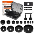 KATA Hole Saw Kit, 18 Pieces Hole Saw Set with 3/4"-5"(19-127mm) Saw Blade, 2 Mandrels, 2 Drill Bits, 1 Installation Plate, 1 Hex Key with Case, Ideal for Soft Wood, Plywood, Drywall, PVC