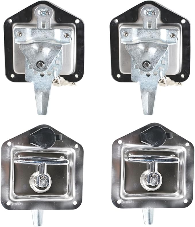 Silscvtt Trailer Door Latch T-Handle Lock Stainless Steel Keys Replacement for Trailer Door RV Camper Truck Bed Toolboxes (4 Pcs)