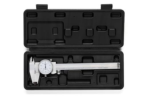 PEC Dial Caliper 0-6 Inch, Stainless Steel Precision Measuring Tool with Shock-Proof Dial, High Accuracy ±0.001"