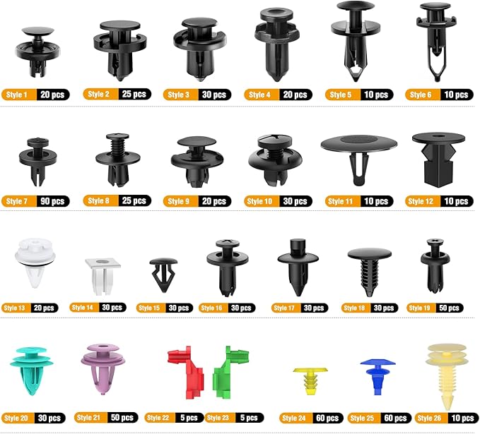 GOOACC 935Pcs Car Push Retainer Clips & Auto Fasteners Assortment -26 Most Popular Sizes Nylon Bumper Fender Rivets with 10 Cable Ties and Fasteners Remover for GM Ford Toyota Honda Chrysler