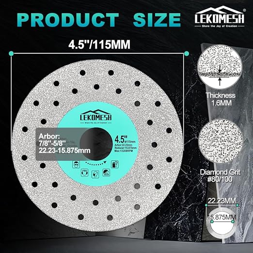 Tile Cutter Diamond Saw Blade for Angle Grinder - 4-1/2 Inch Ultra Thin Vacuum Brazed Tile Cutting Disc, 3PCS Glass Cutting Disc Diamond Blade for Tile, Marble, Granite, Glass, Stone
