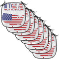 Lunarable Americana Chair Cushion Pads Set of 8, USA Map Flag Stars Stripes National History American Illustration, Anti-Slip Seat Padding for Kitchen & Patio, 16"x16", Red White Blue
