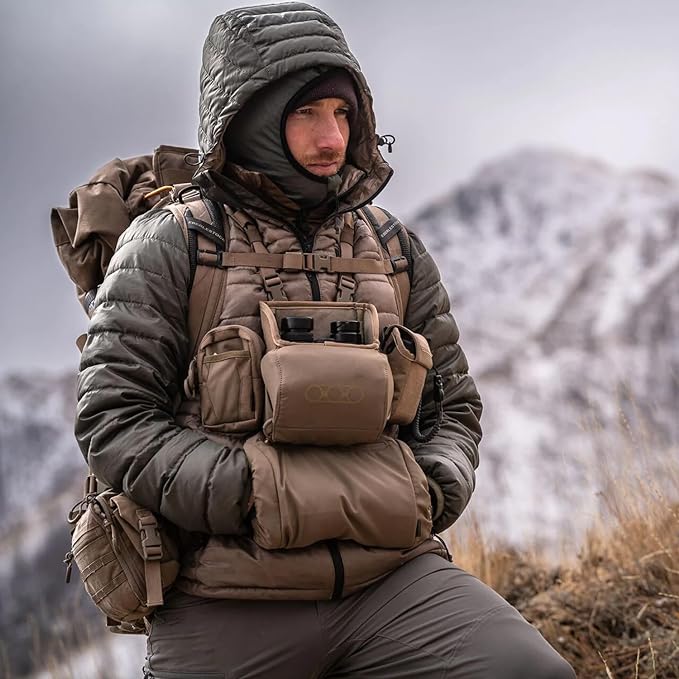 Eberlestock Recon Modular Bino Pack - Advanced Binocular Harness System | Customizable Attachments, Chest Rig with Magnetic Closure to Keep Binos Secure, Dual Side Zipper Pockets