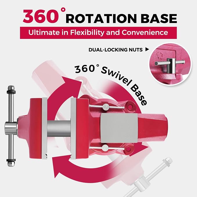 Forward 1750 5 Inch Bench Vise Heavy Duty with Anvil and 360° Swivel Base