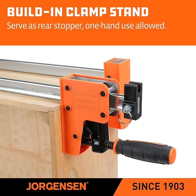 Jorgensen 18-inch Bar Clamps Set, 2-pack 90° Parallel Clamps Cabinet Master, Steel Jaw Bar Clamp for Woodworking, 1500 lbs Load Limited