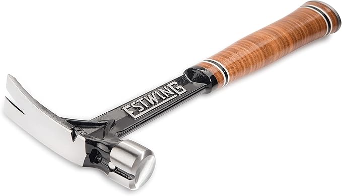 ESTWING Ultra Series Hammer - 15 oz USA Made Short Handle Rip Claw Framing Hammer with Smooth Face & Genuine Leather Grip - E15SR
