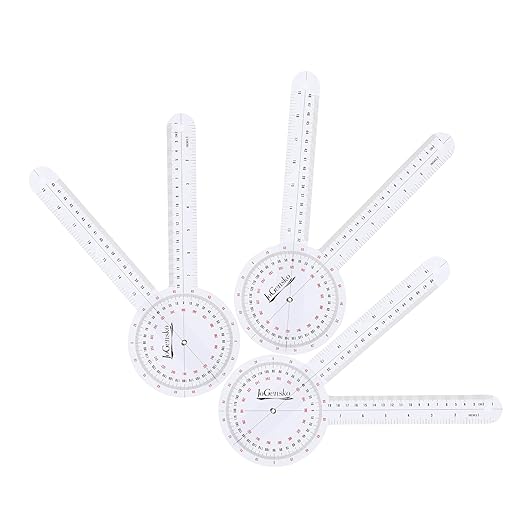 12 Inch Goniometer for Orthopaedic Use, 360 Degree Large Size Plastic Goniometer，Physical Therapy Angle Protractor Ruler for Knee Joints, Elbow, Shoulder or Hip, 3 Pieces (3)