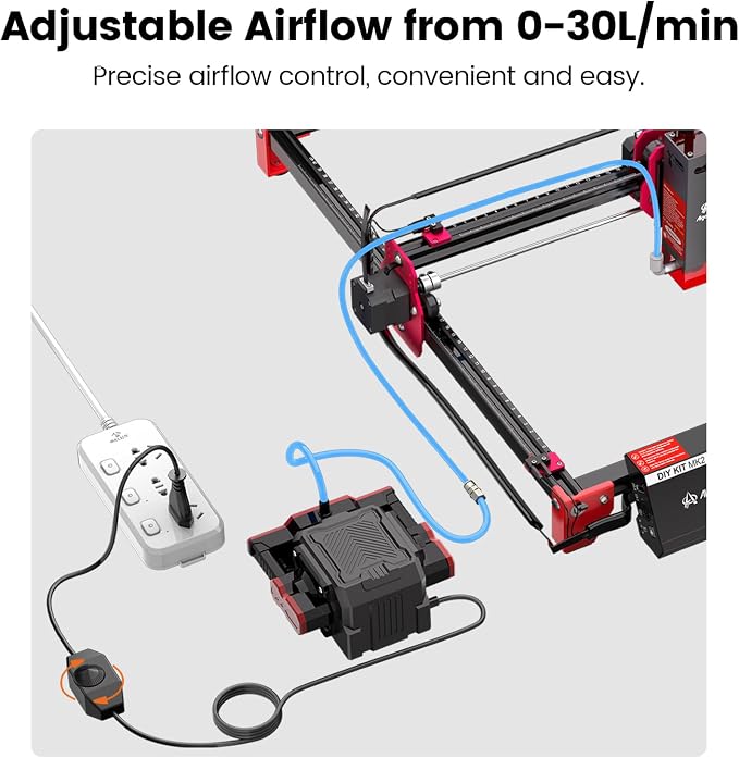 AlgoLaser Air Assist for Laser Engraver – Air Assist Pump Kit with Adjustable 30L/Min Airflow, Remove Smoke & Dust, Protect Laser Lens, Reduce Surface Temperature, Low Noise for Laser Engraving