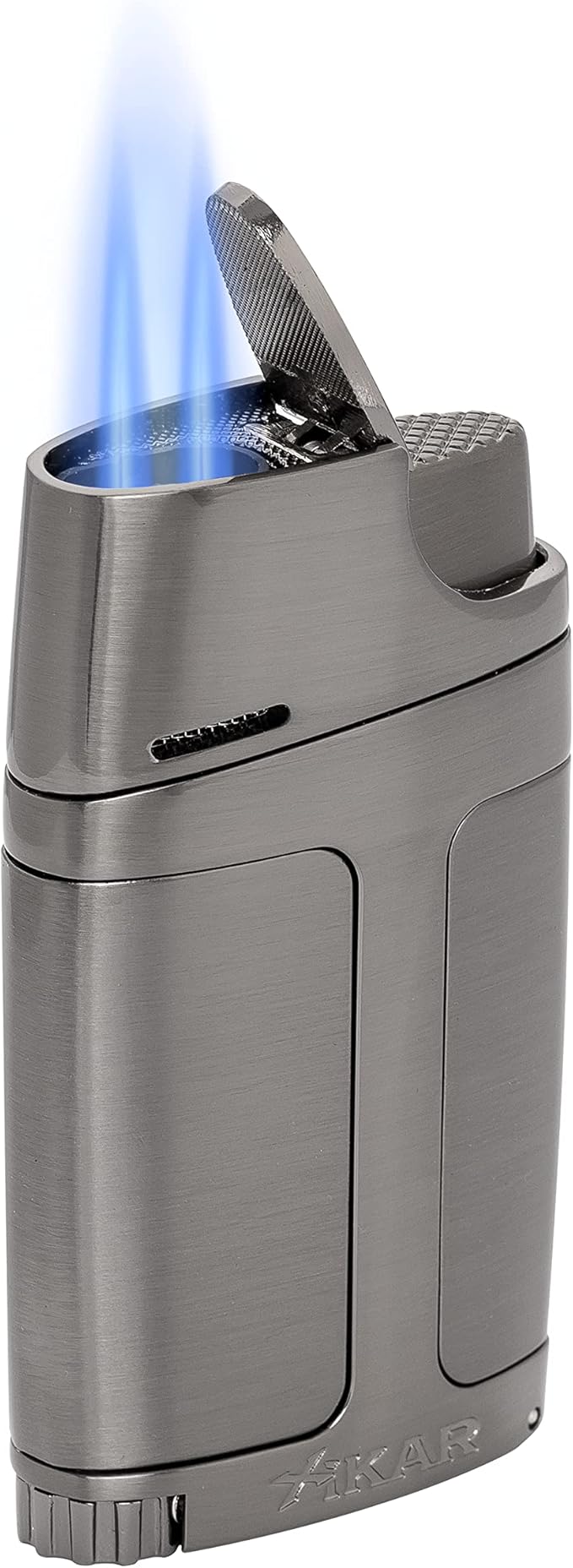 Xikar ELX Double Jet Flame Torch Lighter with 9mm Cigar Punch - Refillable Butane Torch Lighter for Cigars with Flame Adjustment Wheel and Fuel Window
