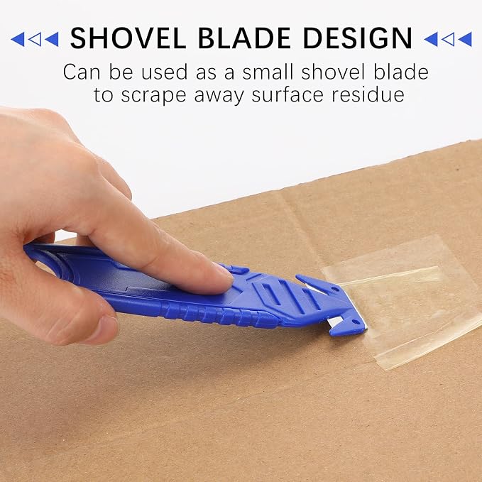 Therwen Safety Box Cutter Knife of Stainless Steel Concealed Blade Package Opener with Tape Splitter for Carton Cardboard Wrap Letter Work Bag Straps Film Utility Tool(Blue,30 Pcs)