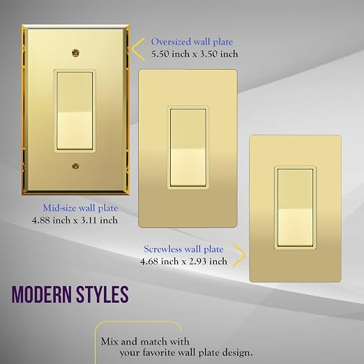 ENERLITES 3-Way Decorator Paddle Light Switch, Gloss Finish, Single Pole or Three Way, 3 Wire, Grounding Screw, Residential Grade, 15A 120V/277V, UL Listed, 93150-GD, Gold