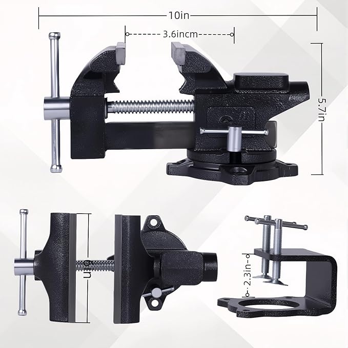 Bench Vise, 6" Jaw Width, Table Vise For Workbench,2-in-1 Multi-Purpose Heavy Duty Bench Vice With Two Multifunctional Jaws, 270° Swivel Base Home Vise for Woodworking, Welding and DIY