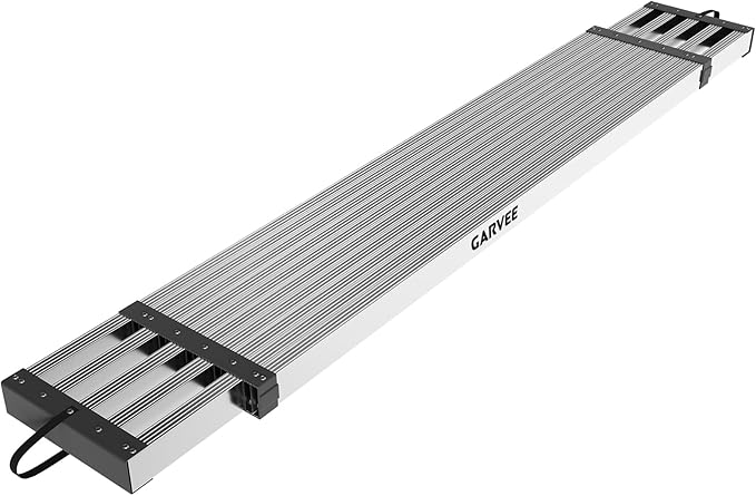 Garvee Aluminum Work Plank with Anti-Slip Texture, 9-15 ft Telescoping Plank, 440 Lb Capacity Heavy-Duty Scaffolding Platform, Portable Ladder Accessory for Indoor & Outdoor Work