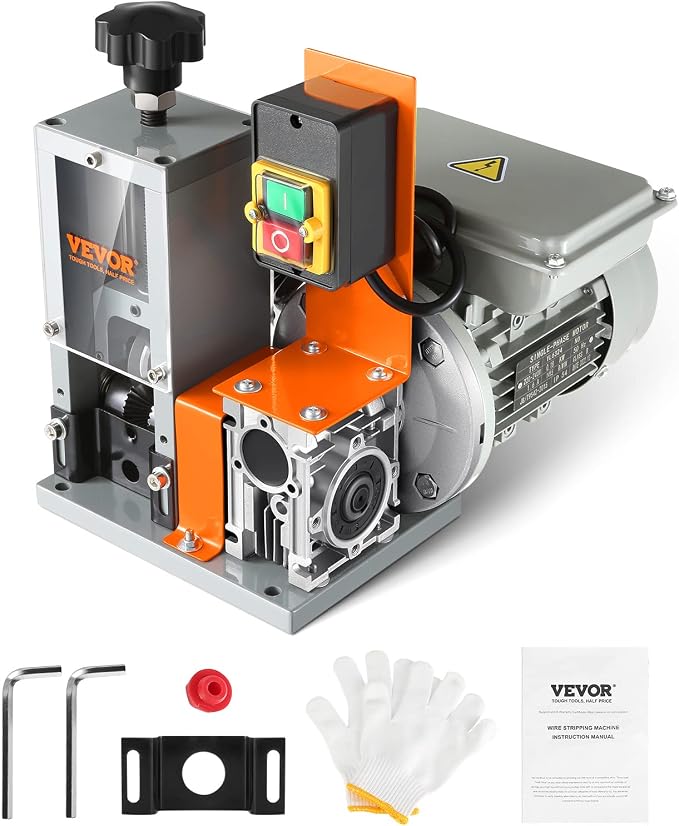 VEVOR Electric Wire Stripping Machine, 0.06''-1.18'' Automatic Wire Stripper, 180 W, 60 ft/min with Visible Stripping Depth Reference Electric Wire Stripper, Copper Stripper