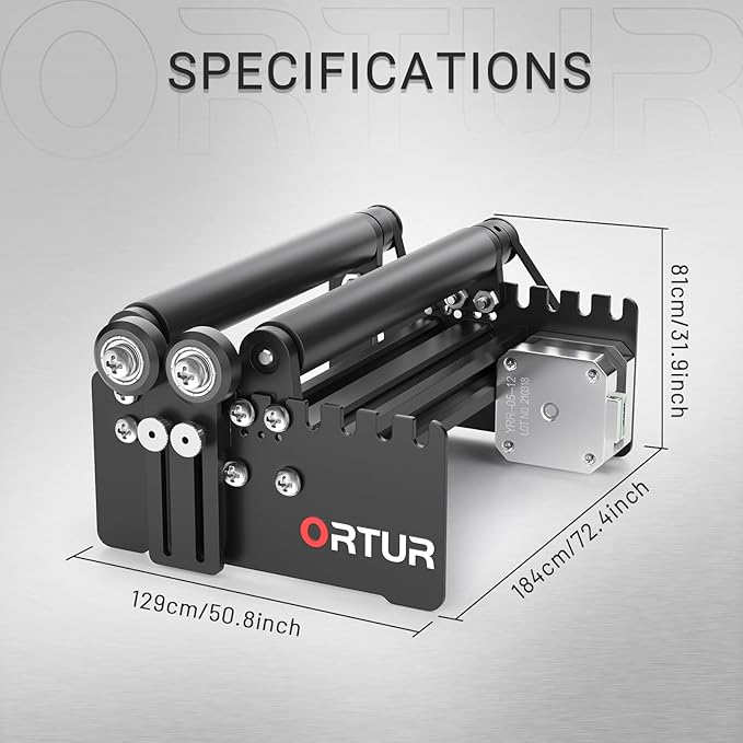 ORTUR Laser Rotary Roller, 360° Laser Engraver Y-axis Rotary Module for Engraving Cylindrical Objects Cans, 7 Adjustment Diameters, Min to 8mm, Compatible with Most Laser Engraving Machines