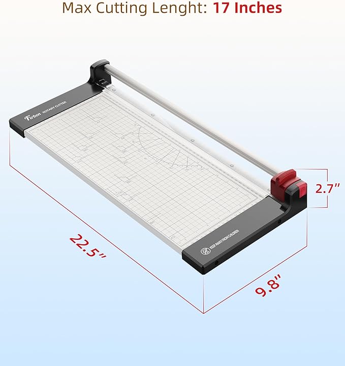 Firbon 15" Rotary Paper Trimmer with Replaceable Blade, Heavy Duty 10-Sheet Capacity Cutter for Cardstock, Photos, Scrapbooking, Office, School & Studio